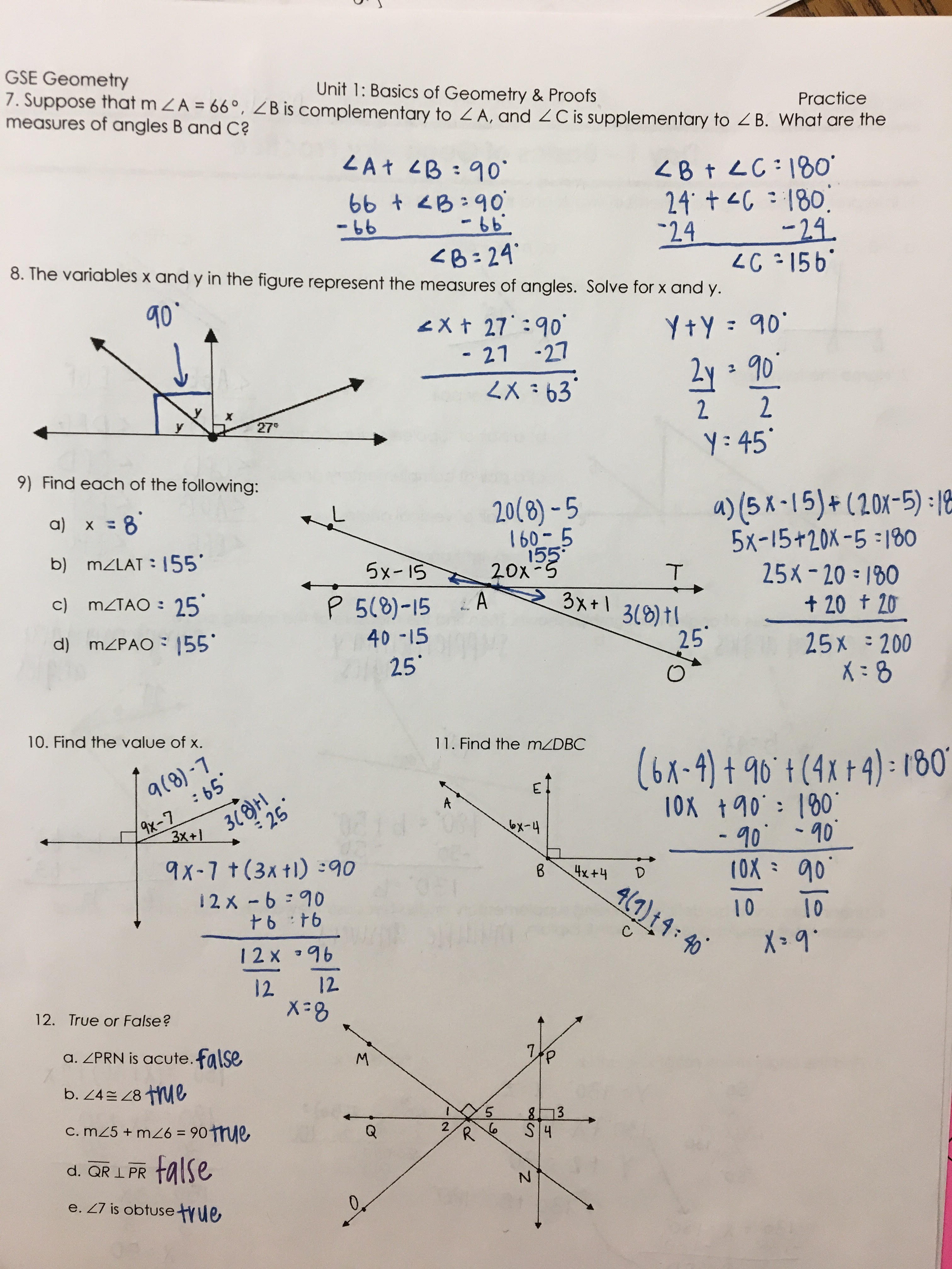Unit 1 Basics of Geometry Coach Harrison
